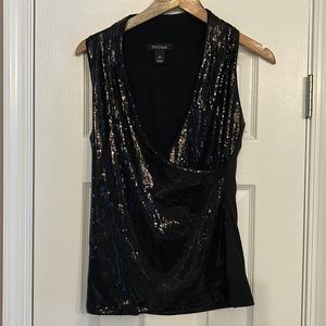 White House black market sequin wrap shirt.